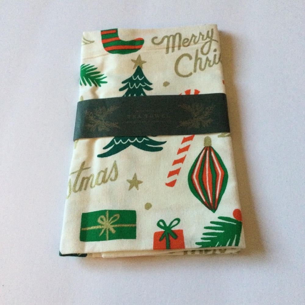 RIFLE PAPER CO. DECK THE HALLS CHRISTMAS DISH TOWEL NWT